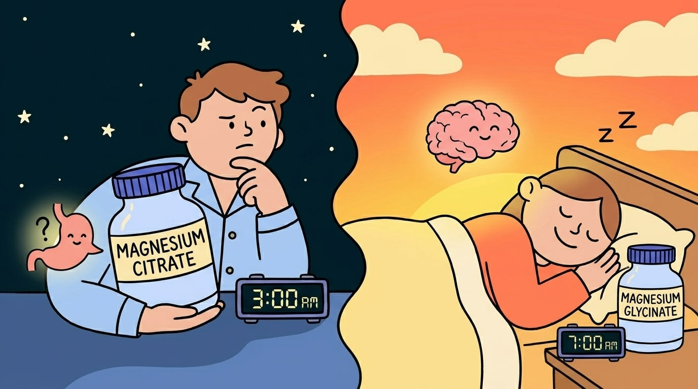 Person comparing magnesium citrate versus magnesium glycinate 