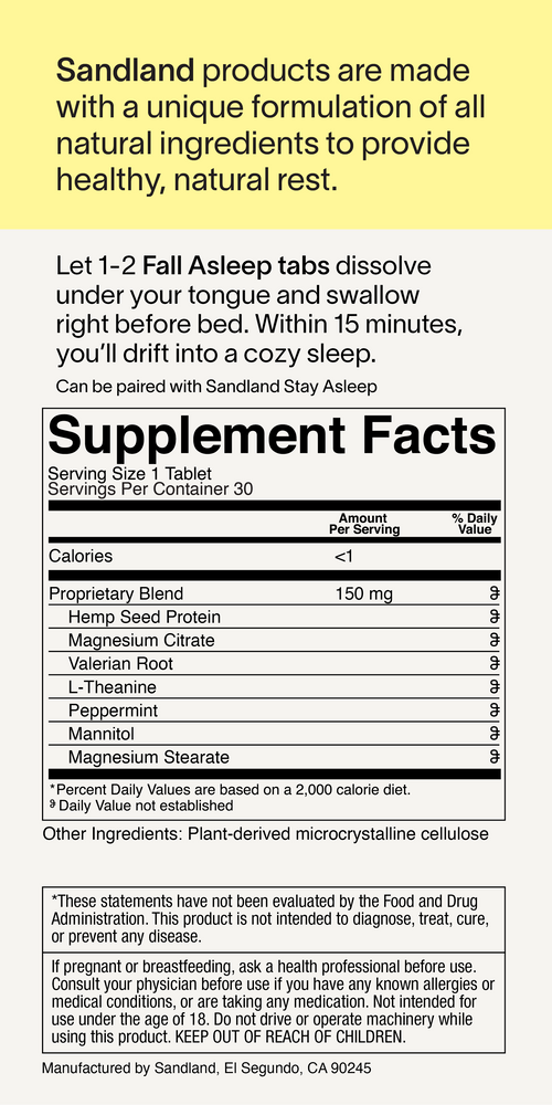 Sandland labeled supplement box with ingredients